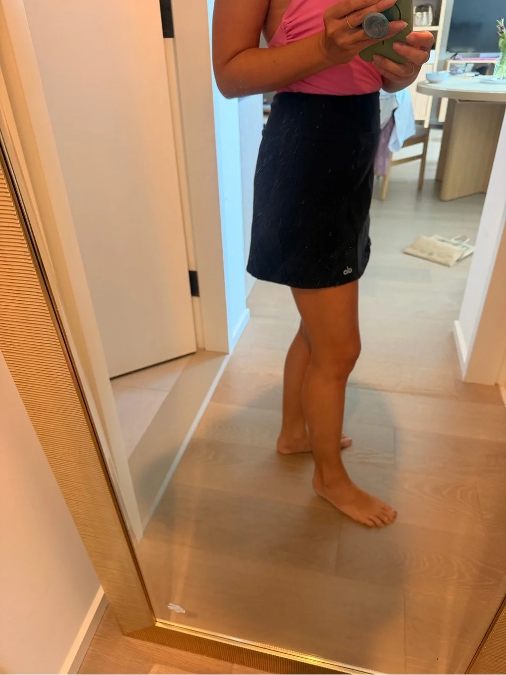 ALO Yoga black athletic skort with high-waist band